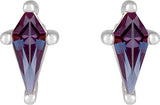 14K Gold Lab-Grown Alexandrite Kite 4-Prong Stud Earrings - White Gold - view 4