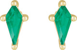 14K Gold Lab-Grown Emerald Kite 4-Prong Stud Earrings - Yellow Gold - view 4