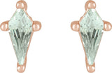14K Gold Lab-Grown Green Sapphire Kite 4-Prong Stud Earrings - Rose Gold - view 5