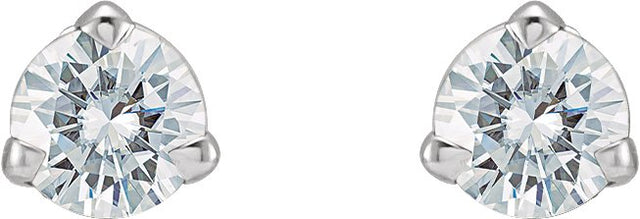 14K Gold Lab-Grown Moissanite Round 3-Prong Claw Cocktail-Style Stud Earrings - White Gold - view 4