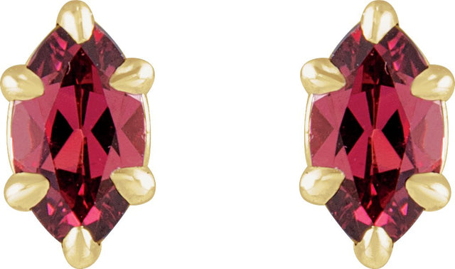 14K Gold Natural Rhodolite Garnet Marquise 6-Prong Claw Stud Earrings - Rose Gold - view 4
