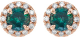 14K Gold Round Lab-Grown Alexandrite French-Set Halo-Style Earrings - Rose Gold - view 8