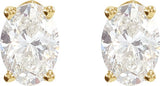 14K Gold Natural Diamond Oval 4-Prong Lightweight Stud Earrings - Yellow Gold - view 6