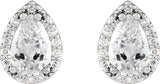 Platinum Lab-Grown Moissanite Pear 4-Prong Halo-Style Low Stud Earring - view 8