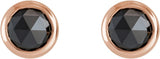 14K Gold Natural Black Diamond Round Bezel-Set Rose-Cut Stud Earrings - Rose Gold - view 6