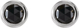 14K Gold Natural Black Diamond Round Bezel-Set Rose-Cut Stud Earrings - White Gold - view 6