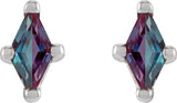 Platinum Lab-Grown Alexandrite Lozenge 4-Prong Stud Earrings - view 4