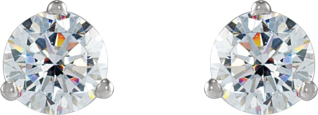 Platinum Natural Diamond Round 3-Prong Stud Earrings - view 8