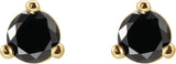 14K Gold Natural Black Diamond Round 3-Prong Stud Earrings - Yellow Gold - view 4