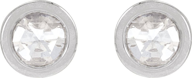 Platinum Round Natural Diamond Youth Bezel-Set Stud Earrings - view 4