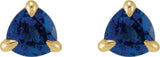 14K Gold Natural Blue Sapphire Trillion 3-Prong Claw Earrings - Yellow Gold - view 4