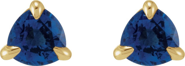 14K Gold Natural Blue Sapphire Trillion 3-Prong Claw Earrings - Yellow Gold - view 4