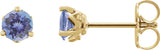 14K Gold Natural Tanzanite Round 3-Prong Stud Earrings - Yellow Gold - view 3