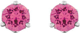 14K Gold Natural Pink Spinel Round 3-Prong Stud Earrings - White Gold - view 4