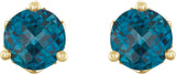 14K Gold Natural London Blue Topaz Round 3-Prong Stud Earrings - Yellow Gold - view 4