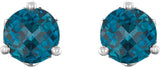 Platinum Natural London Blue Topaz Round 3-Prong Stud Earrings - view 4