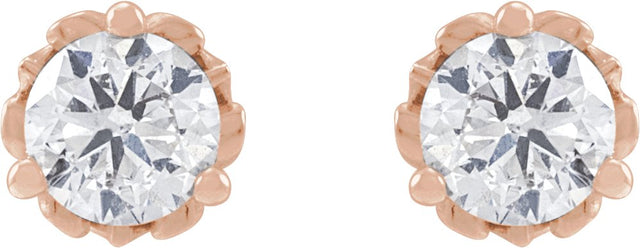 14K Gold Lab-Grown Diamond Round 3-Prong Scroll Stud Earrings - Rose Gold - view 6