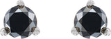 14K Gold Natural Black Diamond Round 3-Prong Stud Earrings - White Gold - view 4
