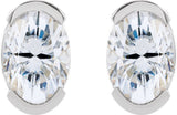 14K Gold Oval Lab-Grown Moissanite Half-Bezel Solitaire Stud Earrings - White Gold - view 4