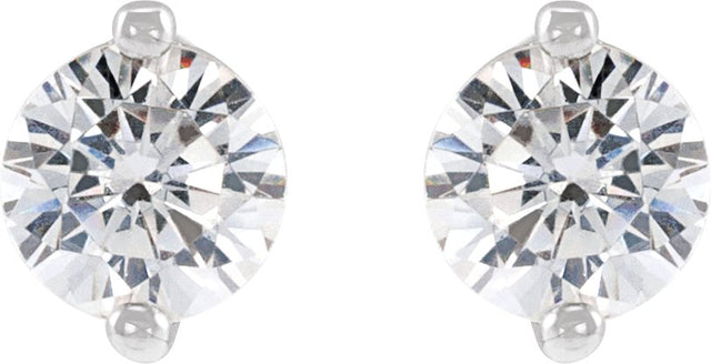 Platinum Natural Diamond Round 2-Prong Stud Earrings - view 4