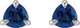 Platinum Natural Blue Sapphire Trillion 3-Prong Claw Earrings - view 4