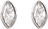14K Gold Natural Diamond Marquise Bezel-Set Stud Earrings – 3.5x1.75mm - White Gold - view 7