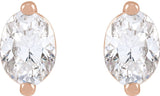 14K Gold Natural Diamond Oval 2-Prong Stud Earrings - Rose Gold - view 4