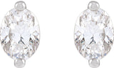 Platinum Natural Diamond Oval 2-Prong Stud Earrings - view 4