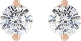 14K Gold Natural Diamond Round 2-Prong Stud Earrings - Rose Gold - view 4