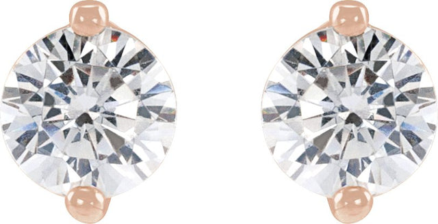 14K Gold Natural Diamond Round 2-Prong Stud Earrings - Rose Gold - view 4
