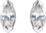 14K Gold Marquise Lab-Grown Diamond Stud Earrings - White Gold - view 4