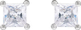 14K Gold Square Lab-Grown Diamond Stud Earrings - White Gold - view 4