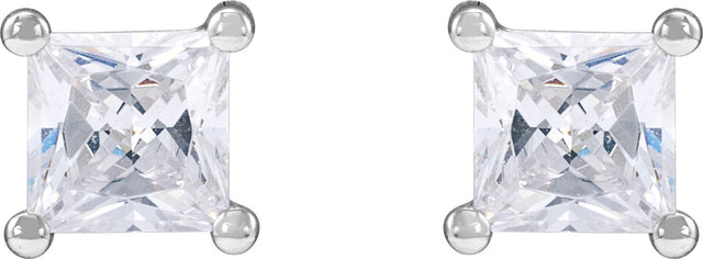 14K Gold Square Lab-Grown Diamond Stud Earrings - White Gold - view 4