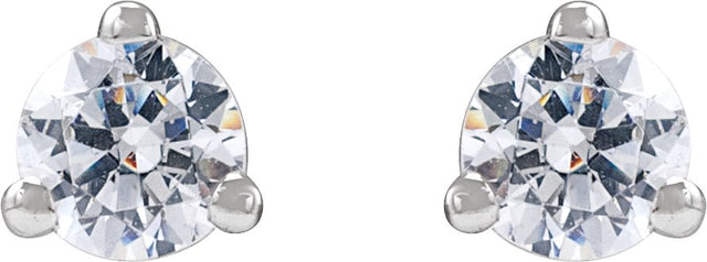 14K Gold Round Lab-Grown Diamond Stud Earrings - White Gold - view 4