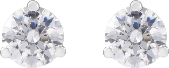 14K Gold Round Lab-Grown Diamond Stud Earrings - White Gold - view 4