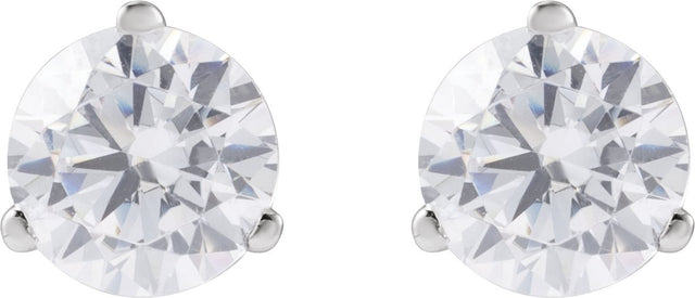 14K Gold Round Lab-Grown Diamond Stud Earrings - White Gold - view 4