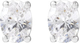 14K Gold Oval Lab-Grown Diamond Stud Earrings - White Gold - view 4