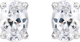 14K Gold Oval Lab-Grown Diamond Stud Earrings - White Gold - view 4