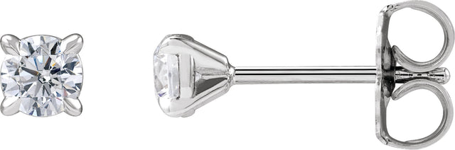 14K Gold Lab-Grown Diamond Round Cocktail-Style Stud Earrings - White Gold - view 3