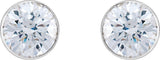 14K Gold Natural Diamond Round Ultra-Lightweight Stud Earrings - view 4