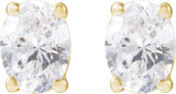 14K Gold Oval Lab-Grown Diamond Stud Earrings - Yellow Gold - view 4