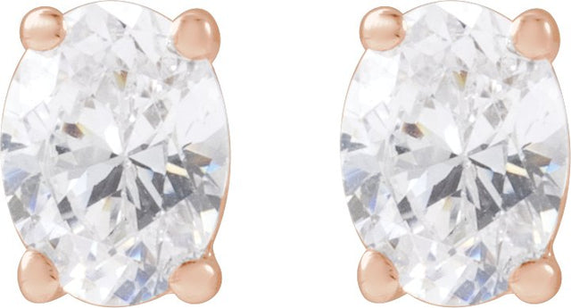 14K Gold Oval Lab-Grown Diamond Stud Earrings - Rose Gold - view 4