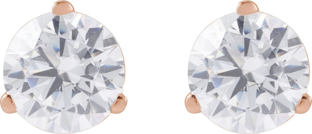 14K Gold Round Lab-Grown Diamond Stud Earrings - Rose Gold - view 4