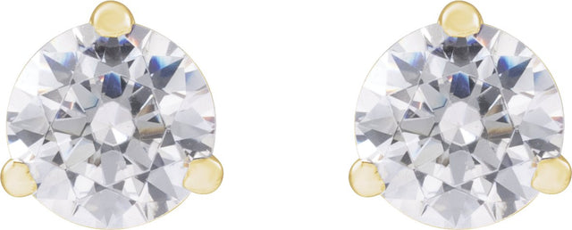 14K Gold Round Lab-Grown Diamond Stud Earrings - Yellow Gold - view 4