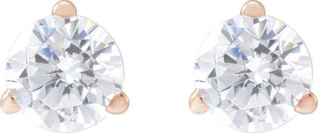 14K Gold Round Lab-Grown Diamond Stud Earrings - Rose Gold - view 4