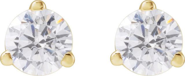 14K Gold Round Lab-Grown Diamond Stud Earrings - Yellow Gold - view 4