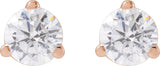 14K Gold Round Lab-Grown Diamond Stud Earrings - Rose Gold - view 4