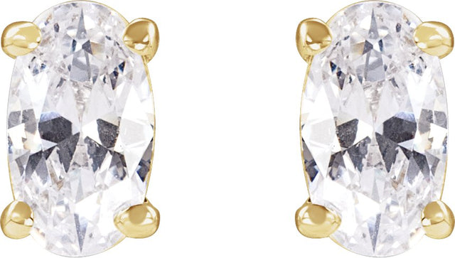 14K Gold Oval Lab-Grown Diamond Stud Earrings - Yellow Gold - view 4