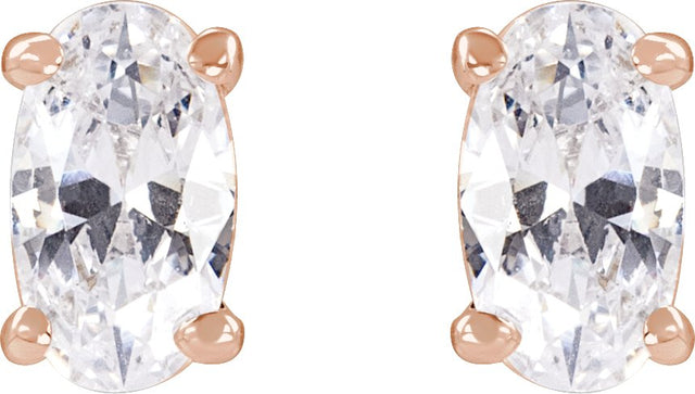 14K Gold Oval Lab-Grown Diamond Stud Earrings - Rose Gold - view 4