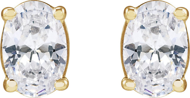 14K Gold Oval Lab-Grown Diamond Stud Earrings - Yellow Gold - view 4